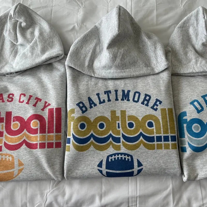 Retro Football Sweatshirt Unisex Football Hoodie T-Shirts | PureTeeCo.com