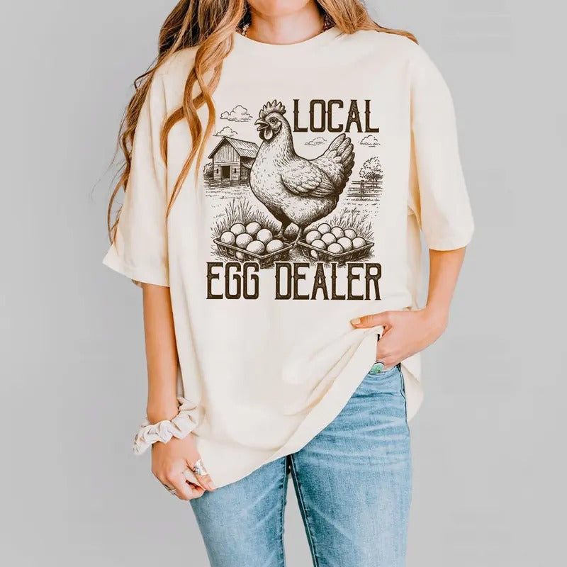 Retro Funny Chicken Shirt, Funny Ester T-shirt, Trendy Chicken Lover Outfit, Gift For Her, Women's Top,  Farmhouse...
