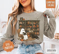 Retro Ghost Reading Books Long Sleeve TShirt, Trendy Women's Halloween Tee Hoodie, Sweatshirt | PureTeeCo.com