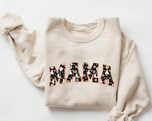 Retro Halloween Mama Sweatshirt And Hoodie Halloween Mom Shirt Cute Mama Ghost Shirt Spooky Mama Shirt Hippie Halloween Shirt
