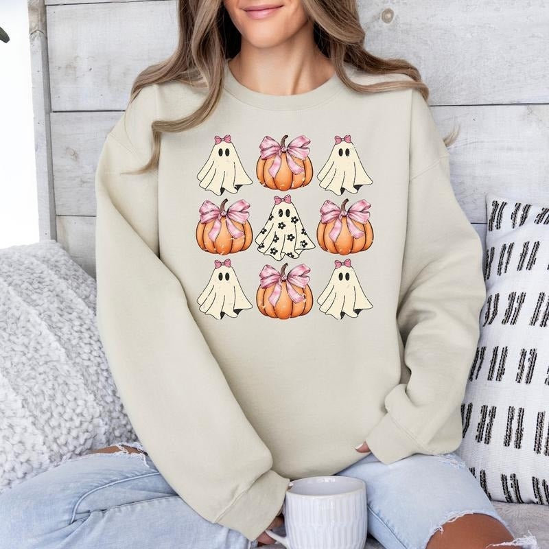 Retro Halloween Shirt, Coquette Halloween Shirt, Hallowen Pumpkin Shirt, Pink Pumpkin Shirt, Pumpkin Coquette Bow Shirt...