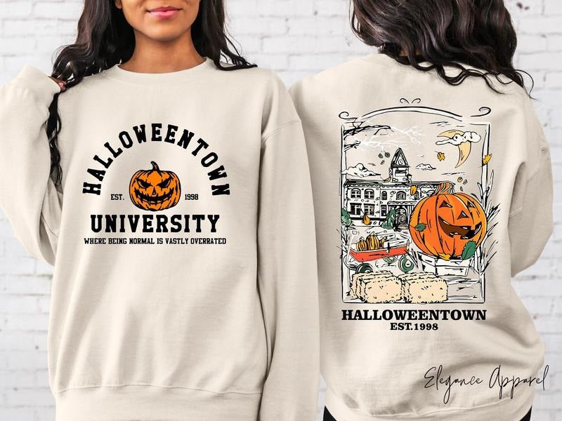 Retro Halloween Sweatshirt, Vintage Halloween Crewneck Sweater, Halloween Women's Sweatshirt T-Shirts, Hoodie | PureTeeCo.com