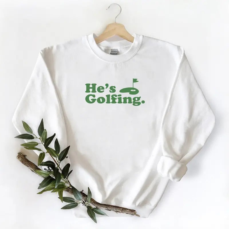 Retro He is golfing Graphic Full Color Gift For Unisex T-shirt Hoodie Sweatshirt Pullover Cotton Fabric | PureTeeCo.com