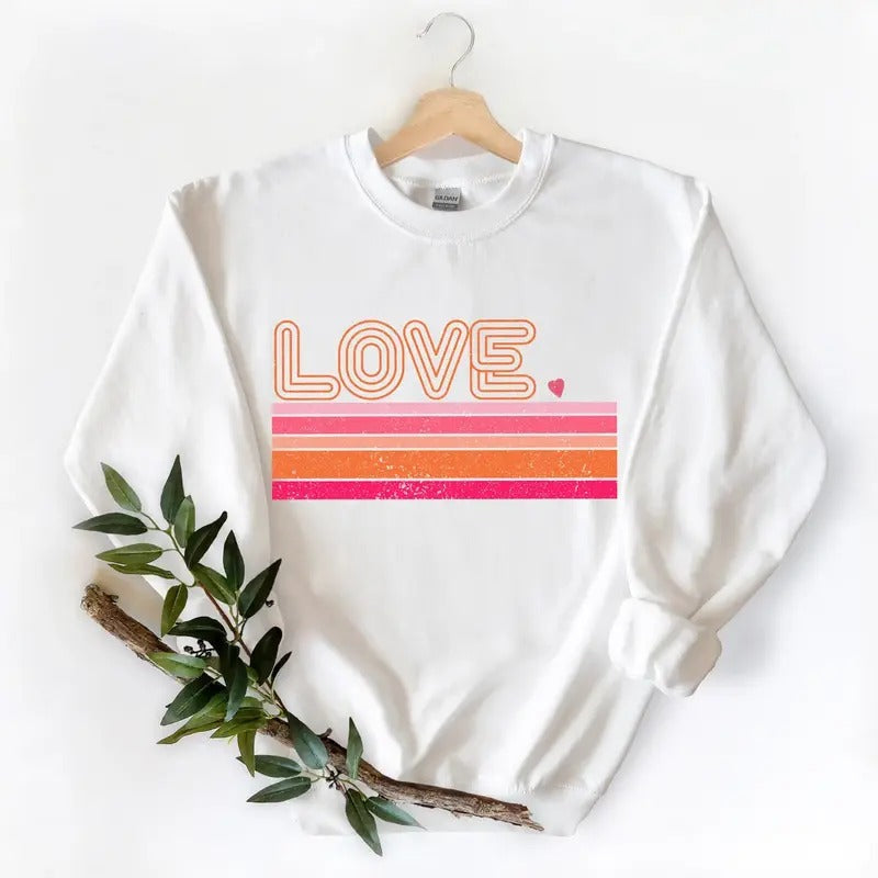 Retro Love Valentines Day Shirt, Valentines Day Shirts For Woman, Heart Shirt,Cute Valentine Shirt, Valentines Day...