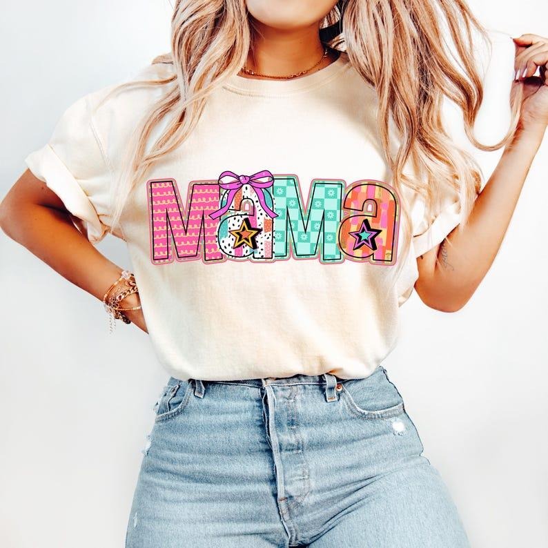 Retro Mama, Mama Checkered, Pink Mama, Mama Varsity, Mama Bow Tshirt Hoodie, Sweatshirt | PureTeeCo.com