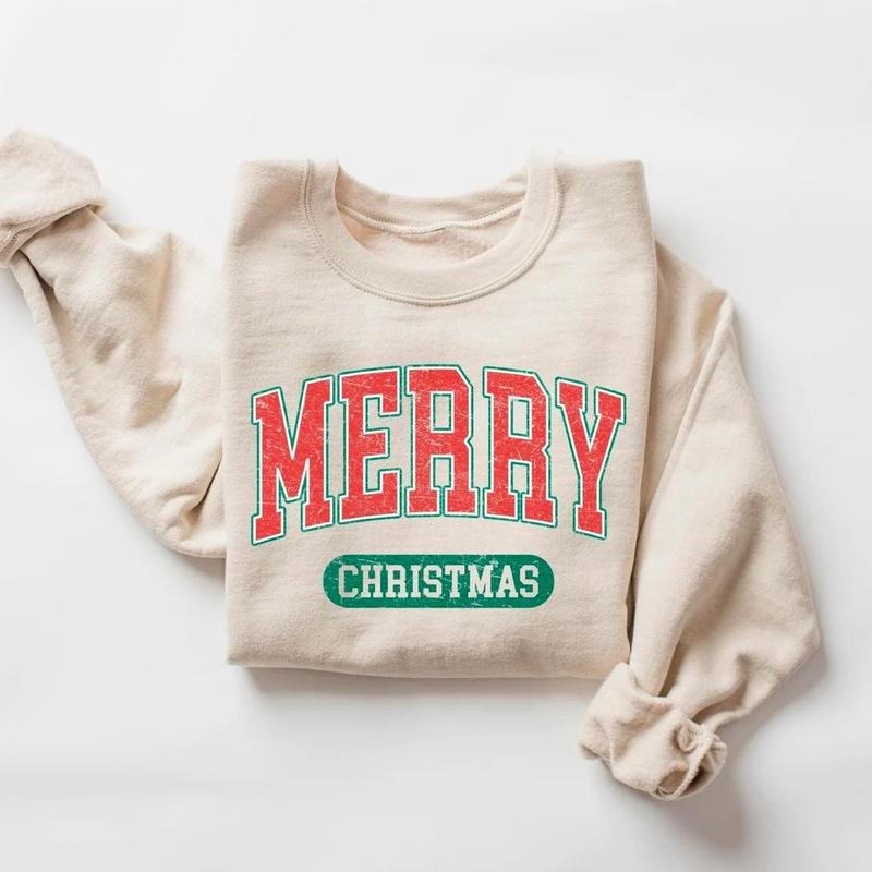 Retro Merry Christmas Sweatshirt, Vintage Christmas Shirt, Womens Christmas Shirt, Festive Holiday Sweatshirt, Cute...
