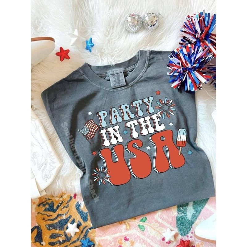 Retro Party in the USA T shirt  | Pepper comfort colors t shirt | Cute 4th of July Shirt Hoodie, Sweatshirt | PureTeeCo.com