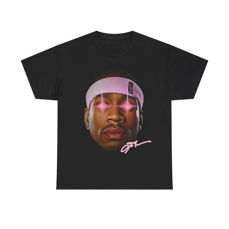 Retro Pink Laser Allen Iverson Inspired Vintage Graphic T-shirt Heavy Cotton Tee Basketball Sreetwear 90s Styled Ai Shirt...