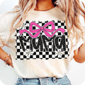 Retro Pink Mama Coquette Bow T-Shirt, Mama Checkered T-Shirt, Mama Varsity T-Shirt, Mama T-Shirt, Mothers Day T-Shirt,...