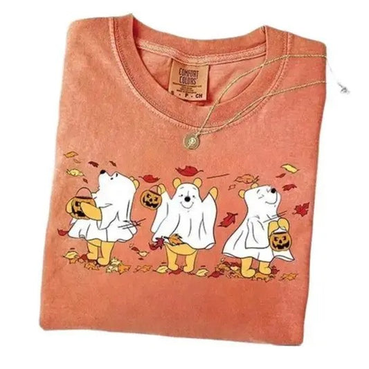 Retro Pooh Bear Ghost Halloween Comfort Colors Shirt, Cute Pooh Shirt, Spooky Season Shirt, Cute Fall T-shirt, Halloween Women's Tshirt