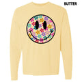 Retro Smiles & Flowers Long Sleeve Comfort Colors T-Shirt 'NLB' Hoodie, Sweatshirt | PureTeeCo.com