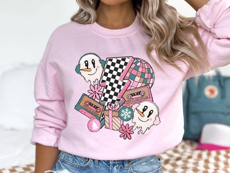Retro Snowman 80's Vibe Sweatshirt T-Shirts, Hoodie | PureTeeCo.com