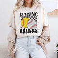 Retro Softball Baseball T-Shirt, Baseball T-Shirt, Sports T-Shirt, Raising Ballers T-Shirt, Baseball Mom Cotton Fit...