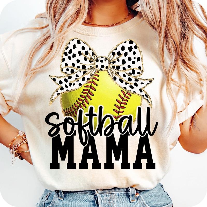 Retro Softball Mama Coquette T-Shirt, Softball Mama T-Shirt, Game Day Softball Bow T-Shirt, Softball T-Shirt, Softball...