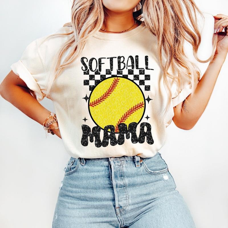 Retro Softball Mama Shirt, Softball Sports T-Shirt, Trendy Retro Mom Cotton Unisex Tshirt Hoodie, Sweatshirt | PureTeeCo.com