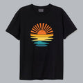 Retro Sunset Rays Wavy T Shirt Hoodie, Sweatshirt | PureTeeCo.com