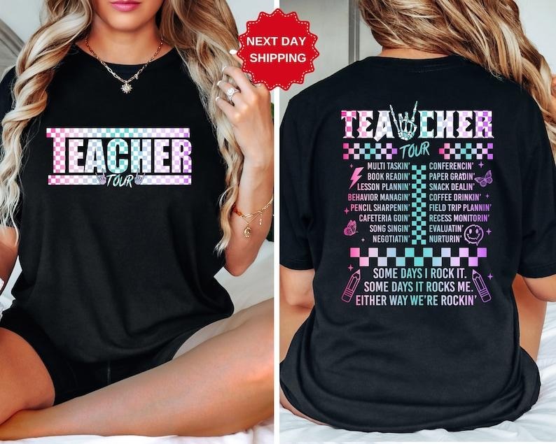 Retro Teacher Tour Front and Back Print Shirt, gift for Teacher, Teacher Tour Shirt, End of Year Shirt, Teacher Gift,...