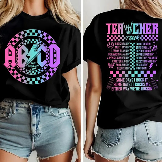 Retro Teacher Tour Shirt Music Gift For Teacher Abcd Teacher Tour Shirt End Of Year Shirt Teacher Gift Back To School Shirt Concert Tee Latarshia Grant