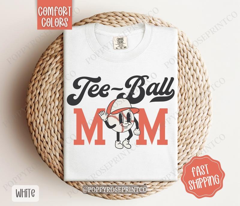 Retro Tee-Ball Mom Comfort Colors, Mom Tee, Tee-Ball Mom Women's Tshirt Hoodie, Sweatshirt | PureTeeCo.com