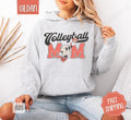Retro Volleyball Mom Hoodie, Women's Volleyball Mom Crewneck, Cute Women's Volleyball Hooded Sweater T-Shirts, Sweatshirt