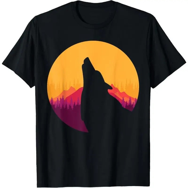 Retro Wolf Howling Wildlife Animal - Wolves Vintage Wolf T-Shirt Hoodie, Sweatshirt | PureTeeCo.com