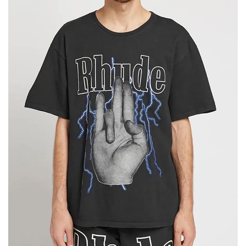 Rhude Shoker Hand Print T-shirt Hoodie, Sweatshirt | PureTeeCo.com