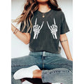 Rock On Skeleton Hands Shirt Unisex Crewneck Short Sleeve Halloween Shirt Skeleton Shirt Skeleton Hands Shirt Skull Tee...