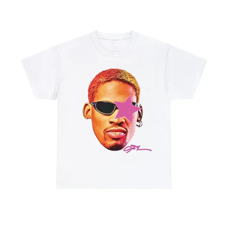 Rodman Inspired Vintage Graphic T-shirt Heavy Cotton Tee Basketball Sreetwear 90s Styled Shirt Size S-3XL Hoodie, Sweatshirt