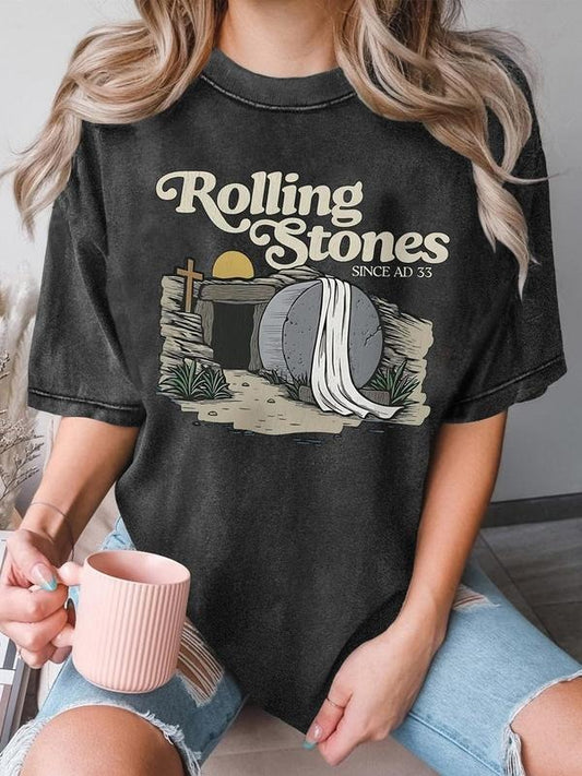 Rolling T-Shirt, Trendy Easter Clothing, Jesus Christ Shirt, Gift For Christian, Faith-Based Graphic Tee, Gift For Her, tshirt hot trend, funny graphic tees