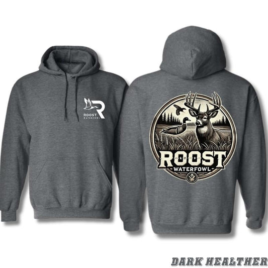 Roost Waterfowl Hoodie - Bold Wildlife Design Featuring Deer and Waterfowl Graphics, Perfect for Hunting Enthusiasts, Unisex Hoodie - Menswear Tops Sweatshirts Pullover