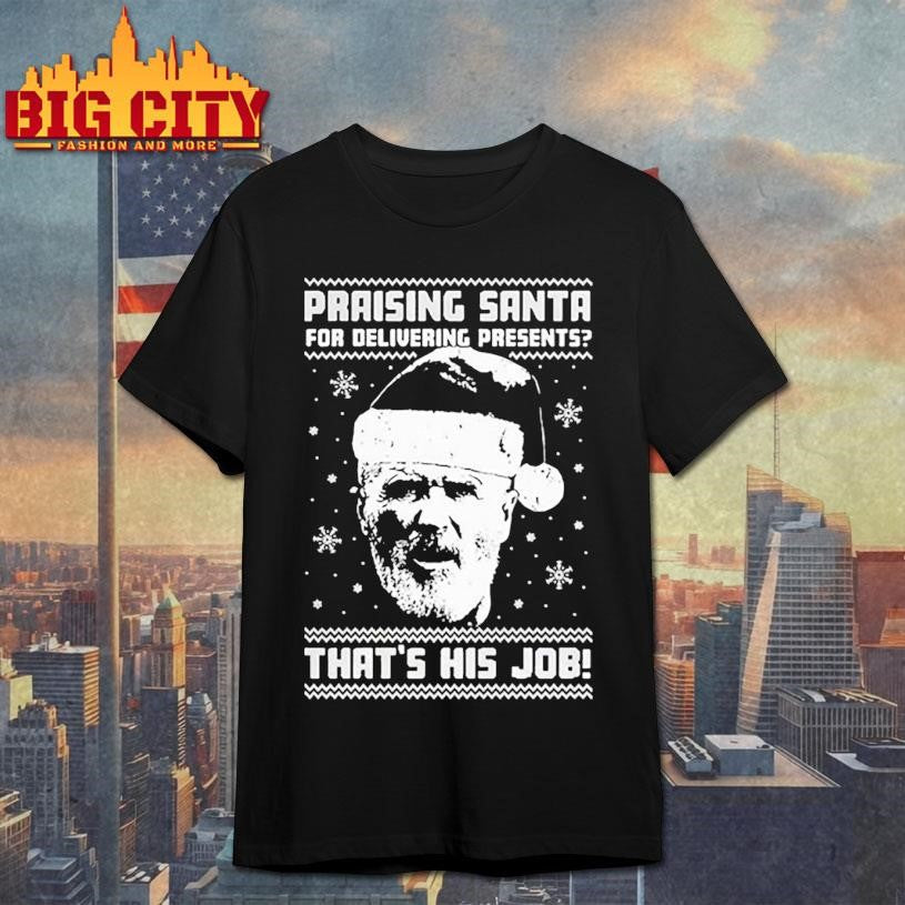 Roy Keane Praising Santa for delivering presents that’s his job ugly Christmas portrait shirt