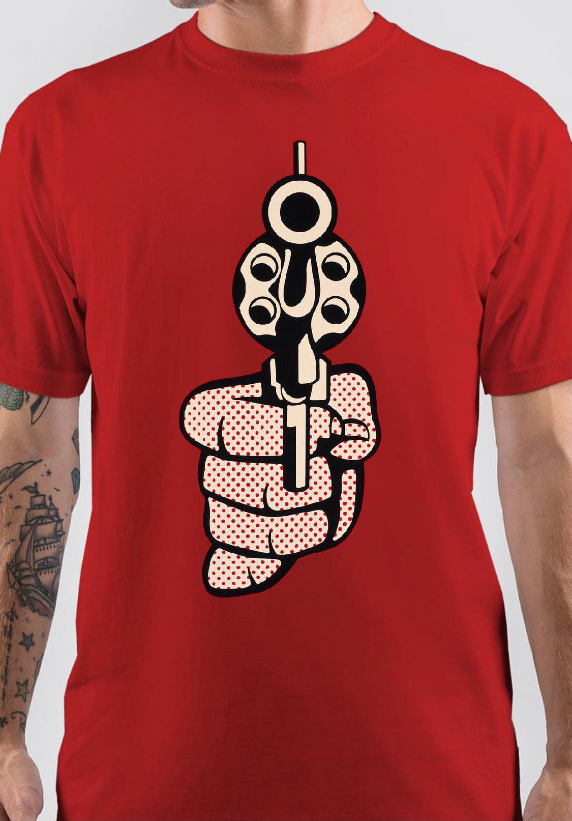 Roy Lichtenstein Holding Gun T-Shirt Hoodie, Sweatshirt | PureTeeCo.com