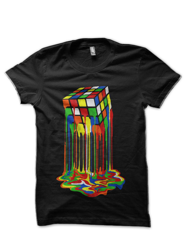 Rubiks Cube Melting Black T-Shirt Hoodie, Sweatshirt | PureTeeCo.com