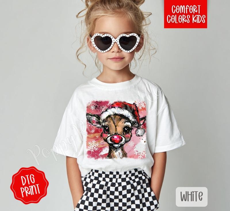 Rudolph Youth Comfort Colors Tshirt, Christmas Tee for Kids Hoodie, Sweatshirt | PureTeeCo.com