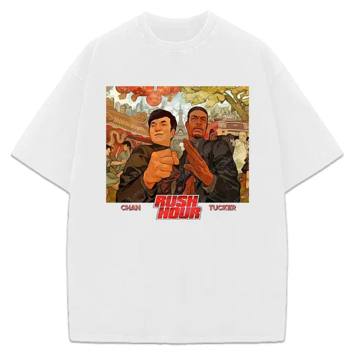 Rush Hour T-Shirt Jackie Chan Chris Tucker Classic Movie Graphic Tee Crewneck Cotton Hoodie, Sweatshirt | PureTeeCo.com