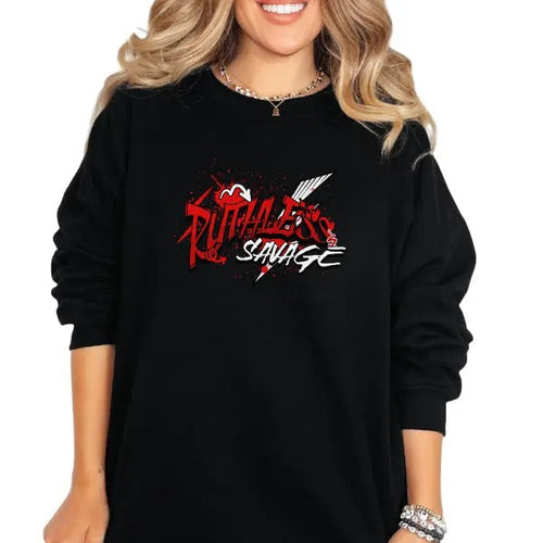 'Ruthless & Savage' Crewneck Sweatshirt, T Shirt, or Hoodie | Grunge Aesthetic Pullover | Casual, Comfort, Skulls, Retro,...