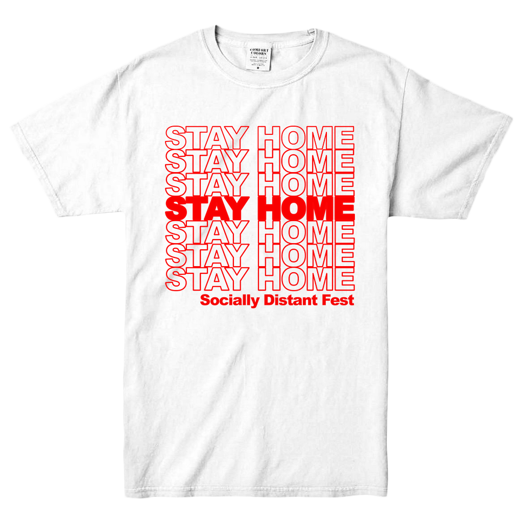 Stay Home White T-Shirt Hoodie, Sweatshirt | PureTeeCo.com (Image 1)