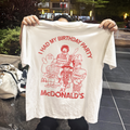 90s I HAD MY BIRTHDAY PARTY AT McD0NALD'S RARE WASHED WHITE T-SHIRT Hoodie, Sweatshirt | PureTeeCo.com (Image 1)