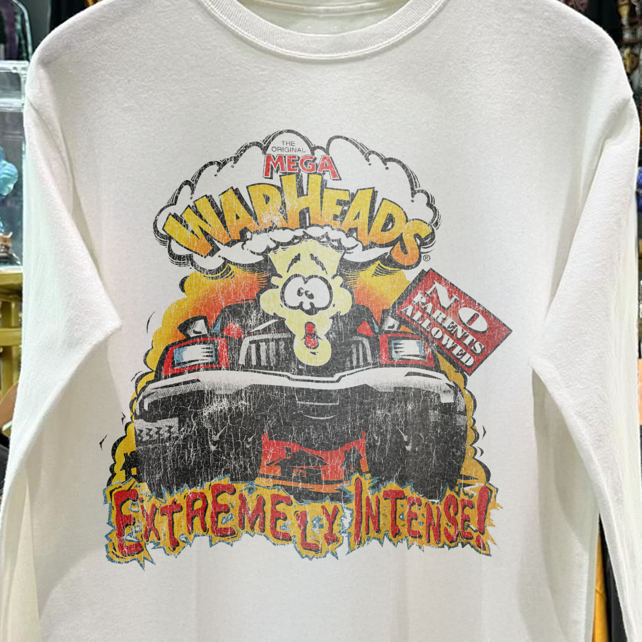 90s MEGA WARHEADS PROMO EXTREAMLY INTENSE RARE WHITE LONG SLEEVE T-SHIRT. Hoodie, Sweatshirt | PureTeeCo.com (Image 2)