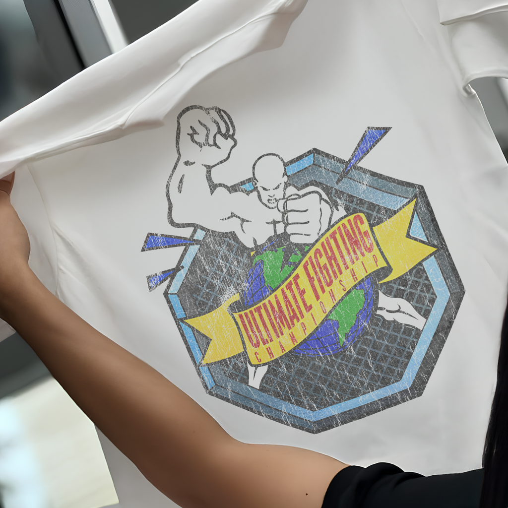 OG UFC PROMO VINTAGE WHITE T-SHIRT Hoodie, Sweatshirt | PureTeeCo.com (Image 1)