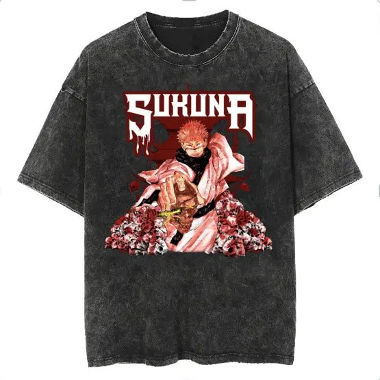 SUKUNA VINTAGE TEE, FOR UNISEX , FOR ANIME FAN Menswear Top