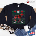 Funny Red Plaid Dane Ugly Sweater Xmas Lights Gifts Dog Sweatshirt