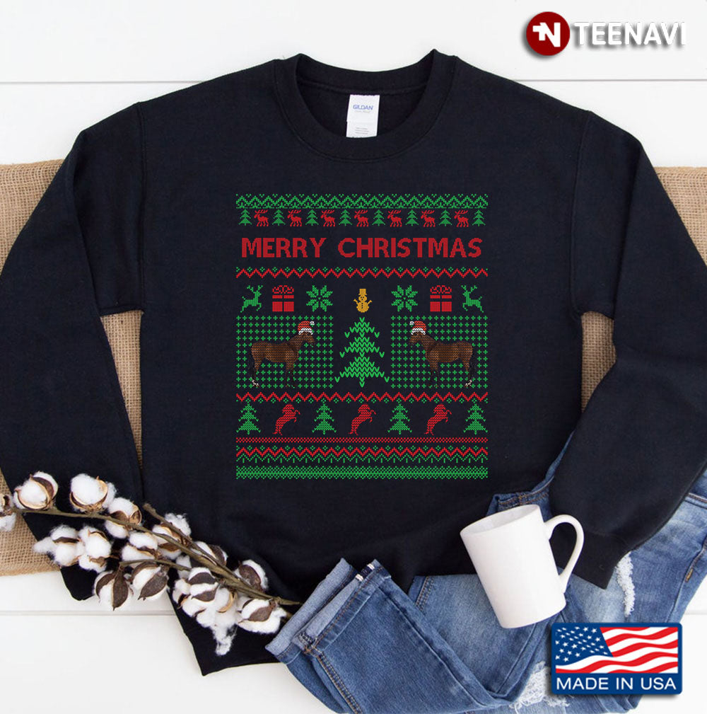 Horse Ugly Christmas Sweater Horse Santa Christmas Gift Sweatshirt