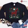 Red Plaid Jack Russell Terrier Dog Ugly Sweater Xmas Lights Sweatshirt