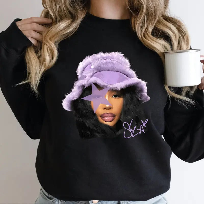 SZAAA Purple Star Big Face Rap Sweatshirt T-Shirts, Hoodie | PureTeeCo.com