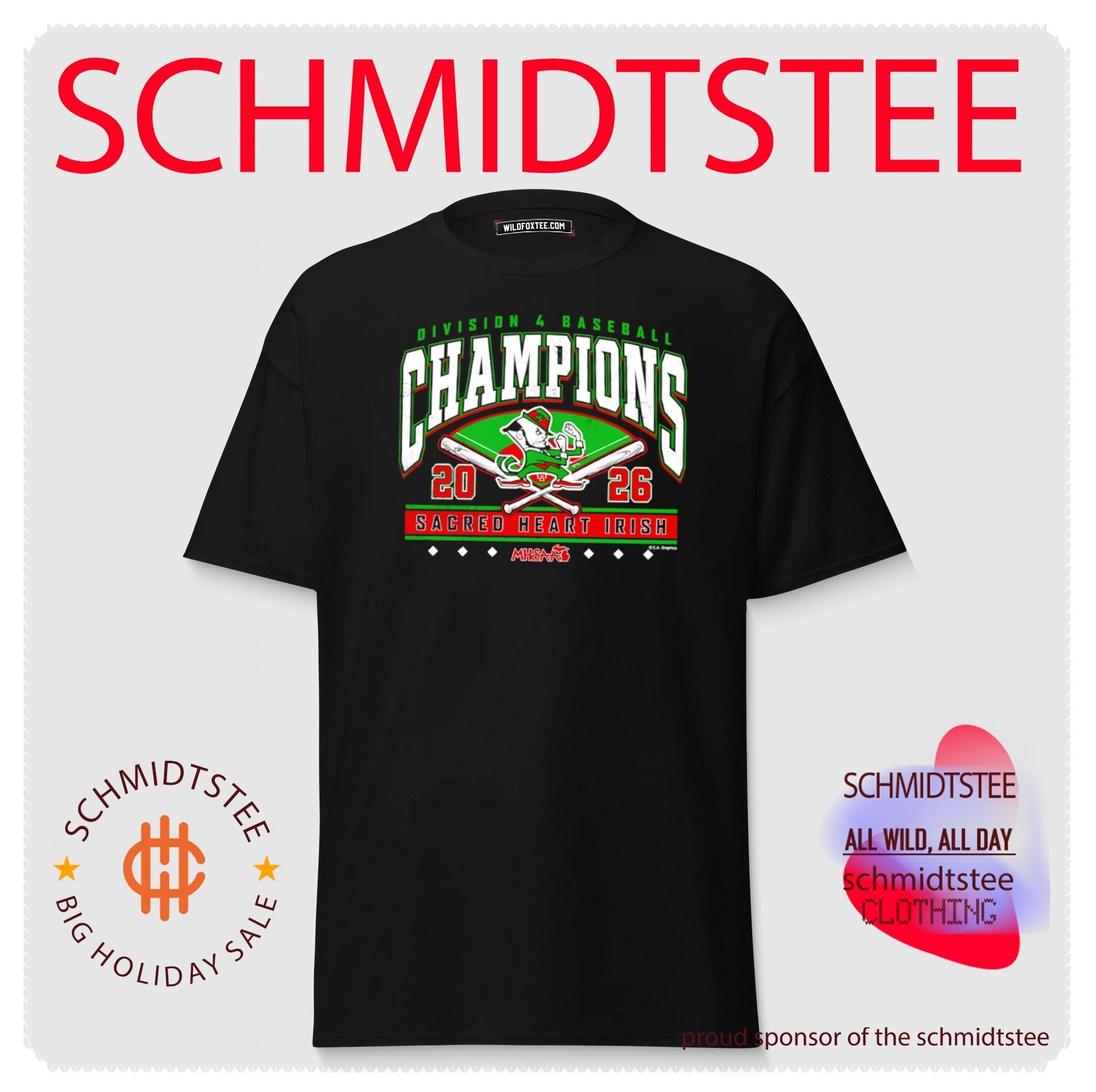 Sacred Heart Irish 2026 MHSAA Baseball D4 Champions shirt