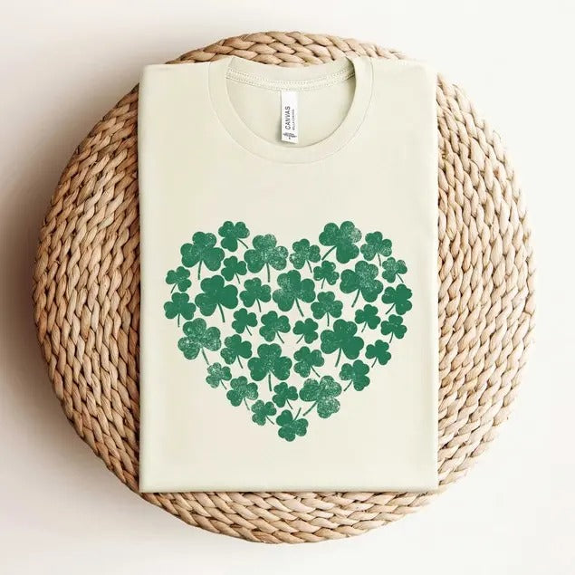 Saint Patrick's Day Heart Tshirt, Shamrock Shirt, Shamrock Heart Shirt, Saint Patrick's Heart TShirt, Clover Heart Shirt,...