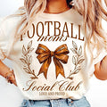 [Sale To 45% Off] Football Mom Social Club T-Shirt, Coquette Bow Retro Watercolor Football T-Shirt, Game Day Sidelines...