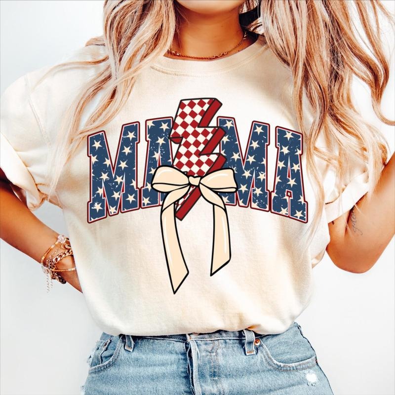 [Sale To 45% Off] Mama T-Shirt, Mothers Day T-Shirt, Mama USA Shirt, USA Mama Bow Shirt, Gift for Mom Shirt, Best Mama...