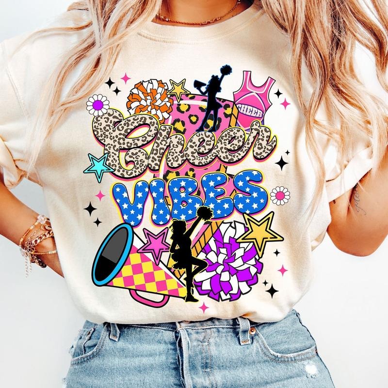 [Sale To 45% Off] Retro Cheer T-Shirt, Cheer T-Shirt, Cheer Vibes Shirt, Retro Vibes Shirt, Gift Ideas, Mother's Day Gift...